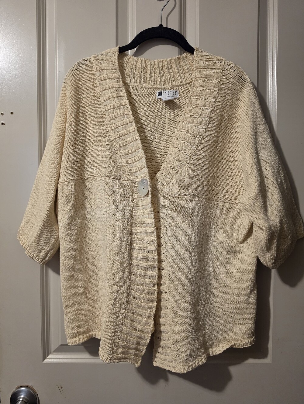 Relaxed Cream Knit Button-Front Women's Sweater